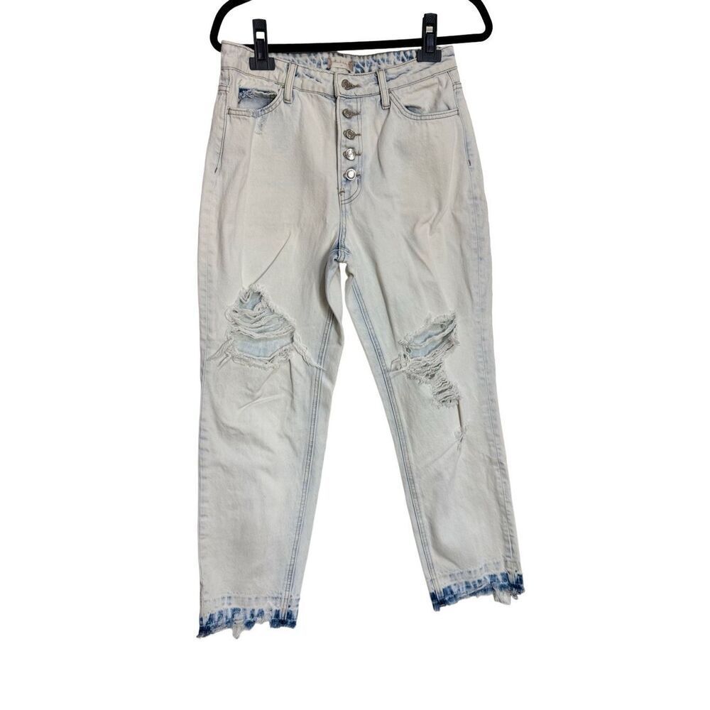Altar'd State Button Fly Jeans Womens Size 28 Light Wash Distressed Mom Casual